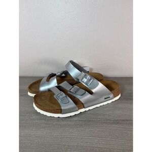 Betula Birkenstock Silver 3 Buckle Soft Footbed Sandals EU 41 US 10 Narrow NEW